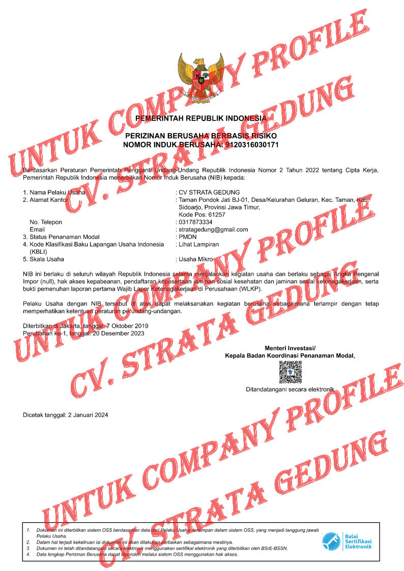 Nomor Induk Berusaha (NIB)